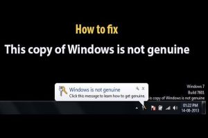 Cette copie de Windows n'est pas authentique