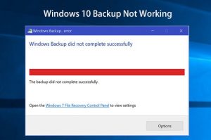 Windows 10 Backup Not Working