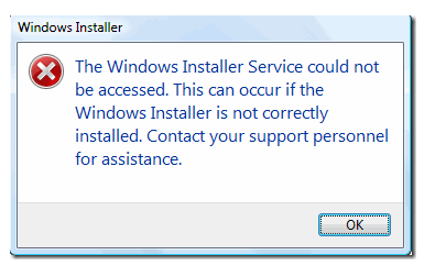 Impossible d'accéder au service Windows Installer