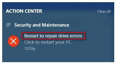 restart to repair drive errors
