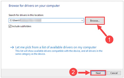 browse for driver on your computer