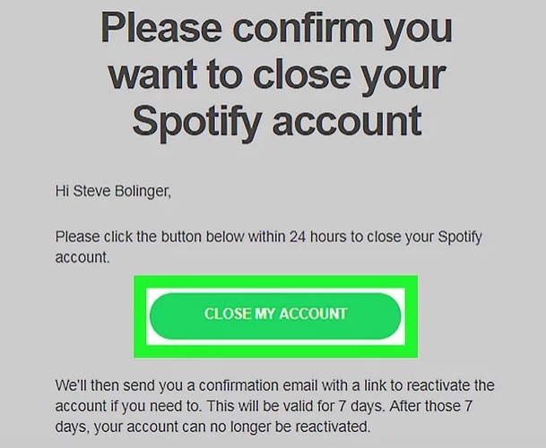 elimina account Spotify